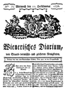 Thumbnail Titelblatt Wienerisches Diarium, Nr. 73 vom 11. September 1776, Digitalisat, Österreichische Nationalbibliothek, Anno – Austrian Newspapers Online, http://anno.onb.ac.at/cgi-content/anno?apm=0&aid=wrz&datum=17760911&zoom=2. 