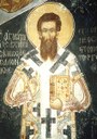 Fresko des Gregor Palamas (ca. 1296–1357) in Kloster Vatopedi, Berg Athos, Farbphotographie, 2005, unbekannter Photograph; Bildquelle: Wikimedia Commons, http://commons.wikimedia.org/wiki/File:Palamas_Vatopaidi.jpg?uselang=de, Creative Commons CC-Zero, https://creativecommons.org/publicdomain/zero/1.0/deed.de. 	