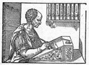 Unknown artist, Cicero writing his letters, woodcut, 1547. Source: Cicero: Epistulae ad familiares, printed by Hieronymus Scotus (alias Girolamo Scoto), Venice 1547, Wikimedia Commons, http://commons.wikimedia.org/wiki/File:CiceroEpistulaeAdFamiliaresVenice1547page329Detail.jpg