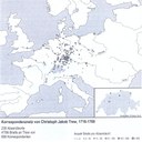 Das Korrespondenznetz von Christoph Jakob Trew (1716–1769), Karte, Kartographie: Richard Stuber, Bern, 2008; Bildquelle: Dauser, Regina u.a. (Hg.): Wissen im Netz: Botanik und Pflanzentransfer in europäischen Korrespondenznetzen des 18. Jahrhunderts, Berlin 2008.