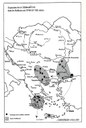 Expansion of the Jerrahiyye brotherhood in the Balkans in the 18th and 19th centuries, map, author: Pascal Lebouteiller; source: Clayer, Nathalie: Mystiques, Etat et Société: Les Halvetis dans l'aire balkanique de la fin du XVe siècle à nos jours, Leiden 1994.