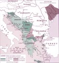 Der von den Achsenmächten dominierte Balkan (1941–1944), Karte, unbekannter Ersteller; Bildquelle: Hupchick, Dennis P. / Cox, Harold E.: The Palgrave Concise Historical Atlas of the Balkans, New York u.a. 2001, Karte 44.