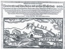 Gisbert Clemens, Klägliche und erbarmliche newe Zeitung/ Von der uberauß schrecklichen und grossen Wasserfluth/ welche sich in deisem 1651 Jahr/ nit allein im Röm. Reich/ sonder auch zu Mörß und am Rhein begeben...: Geschehen im Januarij. Zu singen auff die Weise: Allein auff Gott hoff und vertraw/ etc, Einblattdruck mit Holzschnitt, Köln 1651; Bildquelle: Bayerische Staatsbibliothek, Signatur Einbl. II,22, http://opacplus.bsb-muenchen.de/search?oclcno=164582482.