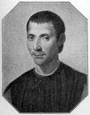 Portrait Niccolò Machiavelli (1469-1527), Lithographie nach einem zeitgenössischen Kupferstich, 1905, unbekannter Künstler, Photo: Gabor 2005; Bildquelle: Müller-Baden, Emanuel (Hg.): Bibliothek des allgemeinen und praktischen Wissens zum Studium und Selbstunterricht in den hauptsächlichsten Wissenszweigen und Sprachen, Berlin 1905, vol. 5, Seite 67; wikimedia commons, http://commons.wikimedia.org/wiki/File:Niccolo_Machiavelli.jpg, gemeinfrei