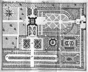 Rekonstruktion der Villa Tuscum, Kupferstich, 1706; Bildquelle: Félibien, Jean-François: Les plans et les descriptions de deux des plus belles maisons de campagne, de Pline le Consul, Amsterdam 1706, Tafel II nach S. 62; Zentralinstitut für Kunstgeschichte, München.