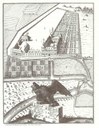 Berlin, Charité, Schumannstraße 20–21, Lageplan mit perspektivischer Ansicht des Krankenhauses IMG