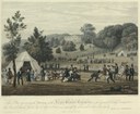 The meeting of the Royal British Bowmen in the grounds of Erthig, Druck eines kolorierten Stichs nach einer Zeichnung von J. Townshend, Kupferstecher: Bennet, koloriert von W. H. Timms, 434 x 556 mm, 1823; Bildquelle: © The National Library of Wales, Casgliad Tirlun Cymru / Welsh Landscape Collection (WlAbNL)003381775. 