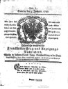 Johann David Jung, Ordentliche wochentliche Franckfurter Frag- und Anzeigungsnachrichten, Nr. 1 vom 3. Januar 1750; Hathi Trust Digital Library.