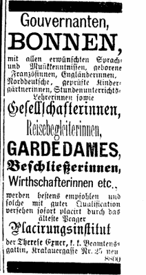 Anzeige Placirungsinstitut „Prager Tagblatt“ 1878, ÖNB IMG