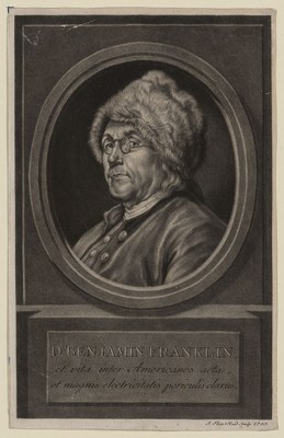 Kupferstich von Johann Elias Haid nach einem Franklin-Porträt von Charles Nicolas Cochin 1780 IMG Kupferstich von Johann Elias Haid nach einem Franklin-Porträt von Charles Nicolas Cochin 1780 IMG
