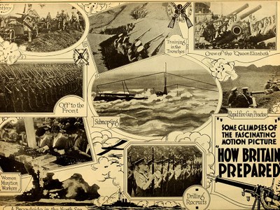 How Britain Prepared, Werbeanzeige aus The Moving Picture World, 1916; Bildquelle: Wikimedia Commons, https://en.wikipedia.org/wiki/File:How_Britain_Prepared.jpg, gemeinfrei.
