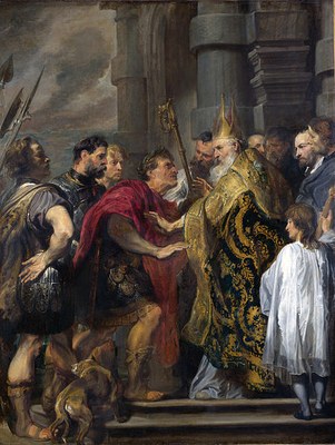 St Ambrose barring Theodosius from Milan Cathedral IMG