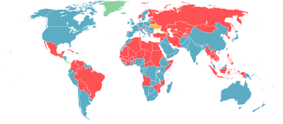 Conscription map of the world 2009, author: Mysid, last updated: 26 September 2009; source: wikimedia commons, http://commons.wikimedia.org/wiki/File:Conscription_map_of_the_world.svg, public domain.