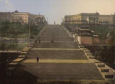 Wahrzeichen der Stadt: Potemkinsche Treppe in Odessa, ca. 1890–1900