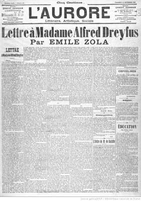 L'Aurore, Lettre à Madame Alfred Dreyfus IMG