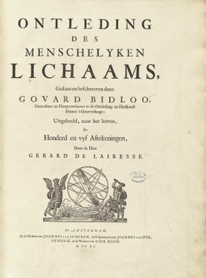Titlepage of Govert Bidloo's "Ontleding Des Menschelyken Lichaams" IMG