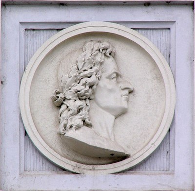 Relief von Matthias Corvinus in der Štítného Straße, Olmütz, Tschechien. 