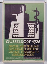 Plakat für die Ausstellung über Gesundheitspflege, Sozialfürsorge und Leibesübungen (GESOLEI), Düsseldorf 1926, unbekannter Küstler; Bildquelle: Mit freundlicher Genehmigung des Deutschen Paritätischen Wohlfahrtsverbandes - Gesamtverband, Berlin, http://www.zeitzeichen.paritaet.org/index.php?id=885#to. 