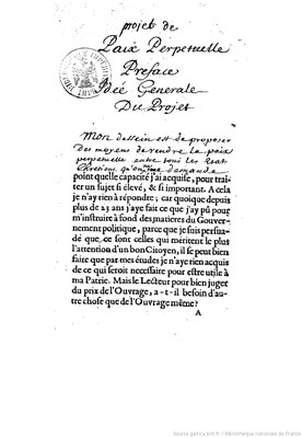 Projet pour rendre la paix perpétuelle en Europe, 1713