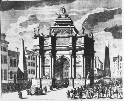 Berlin, Triumphbogen in der Breitenstraße mit dem Leichenzug des Großen Kurfürsten (Friedrich Wilhelm) IMG