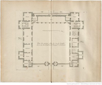 Plan du premier étage du rez-de-chaussée de la cour du château de Chavigny en Touraine IMG