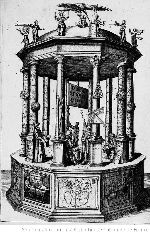 Johannes Kepler:  Tabulae Rudolphinae, 1627, Frontispiz; Bildquelle: gallica. fr, http://gallica.bnf.fr/ark:/12148/btv1b26000165.item.r=tabulae+rudolphinae.f1.langEN.