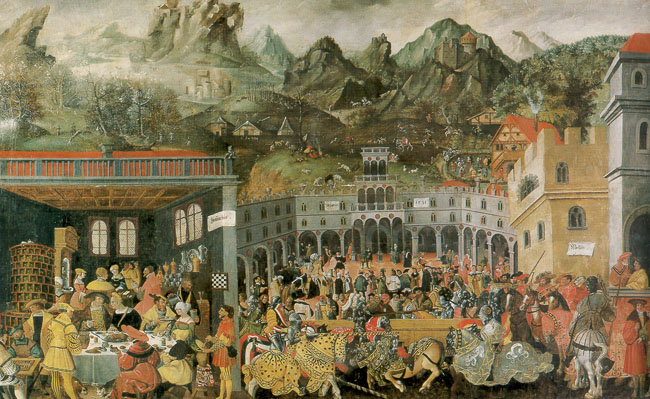 Jörg Breu (1480–1537), Augsburger Monatsbilder: Januar, Februar, März, 212 x 350 cm, zwischen 1531 und 1550; Bildquelle: © Deutsches Historisches Museum Berlin.