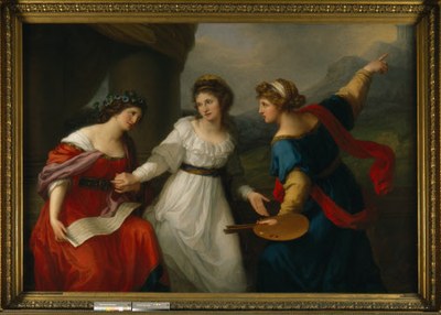 Angelica Kauffman, Self-portrait of the Artist hesitating between the Arts of Music and Painting, 1794