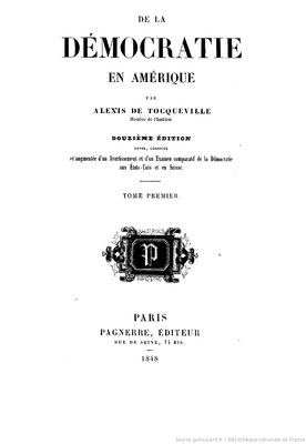 Titelblatt: "De la démocratie en Amérique" IMG Titelblatt: "De la démocratie en Amérique" IMG