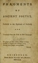 Fragments of Ancient Poetry collected in the Highlands of Scotland 1760