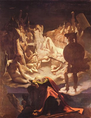 Jean Auguste Dominique Ingres (1780–1867): Ossian’s Dream (Le Songe d'Ossian), 1813, 348 × 275 cm, oil on canvas, Musée Ingres, Montauban, source: The Yorck Project: 10.000 Meisterwerke der Malerei. DVD-ROM, 2002. ISBN 3936122202. Distributed by DIRECTMEDIA Publishing GmbH. Via Wikimedia Commons, http://commons.wikimedia.org/wiki/File:Jean_Auguste_Dominique_Ingres_009.jpg. Public Domain.