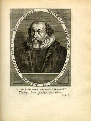 Portrait von Johann Gerhard (1582–1637), Kupferstich, 17. Jahrhundert, unbekannter Künstler Bildquelle: Digitalisat der Universität Mannheim, MATEO, http://www.uni-mannheim.de/mateo/desbillons/aport/gif/aport369.gif.
