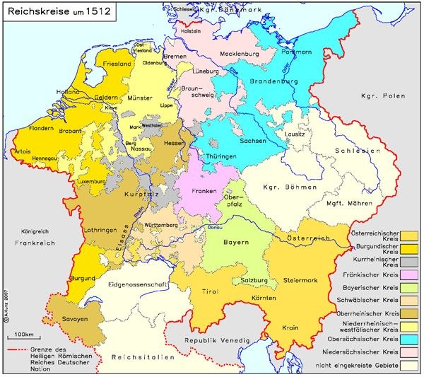 Joachim Robert Moeschl: Reichskreise um 1512, Farbgrafik, 2008; Bildquelle: IEG-MAPS, Institut für Europäische Geschichte, Mainz / © Andreas Kunz, 2008, online: http://germanhistorydocs.ghi-dc.org/images/Reichskreise%2015121.jpg.