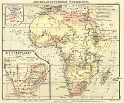 Afrika, Politische Übersicht mit Nebenkarte der Kap-Staaten, 1888 IMG