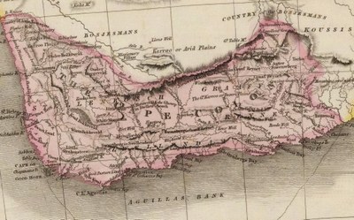 John Pinkerton (1758–1826), Map of Cape Colony in Southern Africa, 1809; source: David Rumsey Map Collection, http://www.davidrumsey.com/maps4704.html, via Wikimedia Commons https://commons.wikimedia.org/wiki/File:Cape_Colony00.jpg. Creative Commons License BY-NC-SA 2.0.