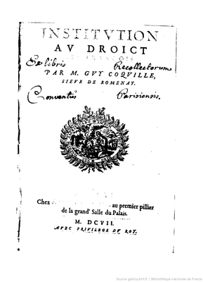 Institution au droict des françois 1607, Gallica IMG