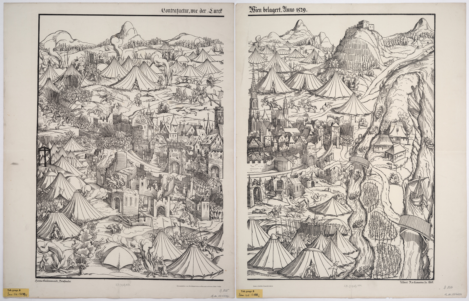 Hanns Guldenmundt, Contrafactur, wie der Turck Wien belagert, Lithographie, 1869 ; Quelle: SLUB Dresden, Deutsche Fotothek und Kartensammlung Inv.-Nr. SLUB/KS B1015-B1016 & SLUB/KS B1015 & SLUB/KS B1016 ), http://www.deutschefotothek.de/info/kartenforum.html