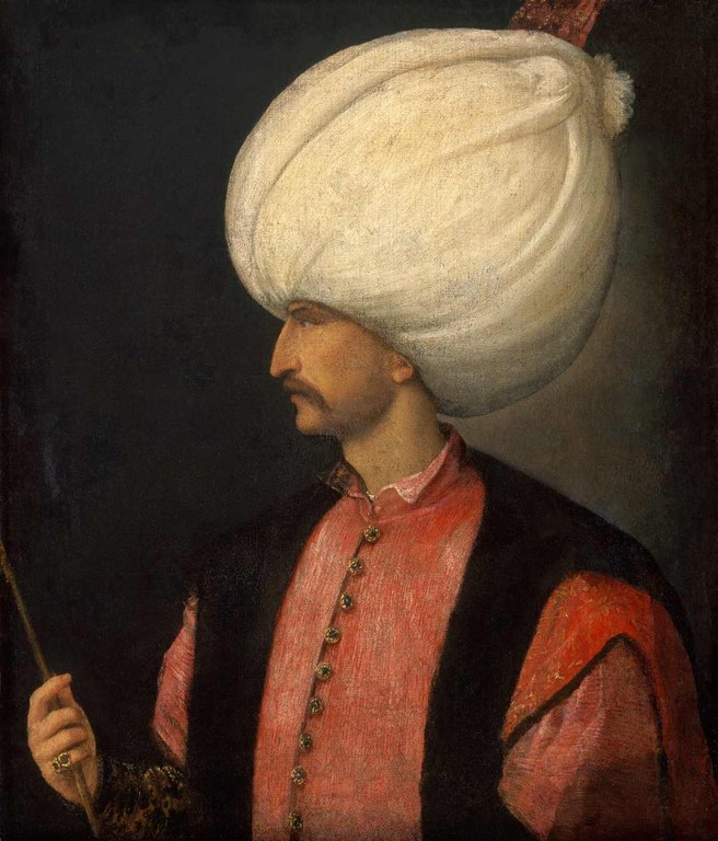 Sultan Suleiman I. . (ca. 1494–1566), Öl auf Leinwand, um 1530, wird Tizian (Tiziano Vecellio) zugeschrieben [?]; Bildquelle: Kunsthistorisches Museum Wien.